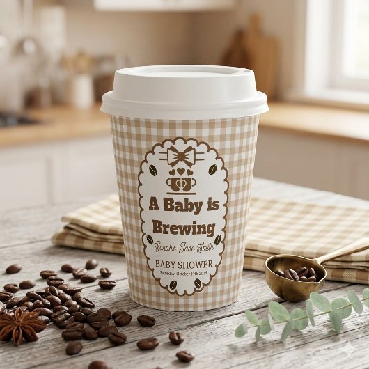 Ein Baby braut Gingham Kaffee Neutrales Geschlecht Pappbecher