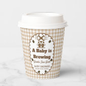 Ein Baby braut Gingham Kaffee Neutrales Geschlecht Pappbecher (Vorderseite)