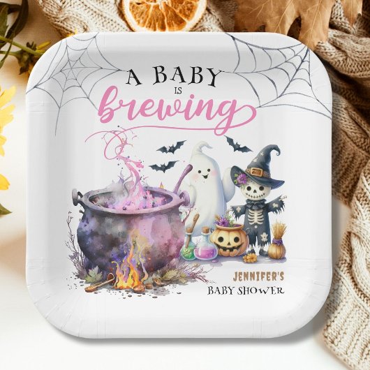 Ein Baby braut Girl Pink Halloween Babydusche Pappteller
