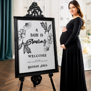 Ein Baby braut Goth Baby Shower Skull & Blume Poster