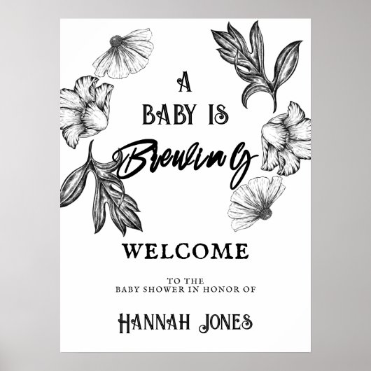 Ein Baby braut Goth Baby Shower Skull & Blume Poster (Vorne)