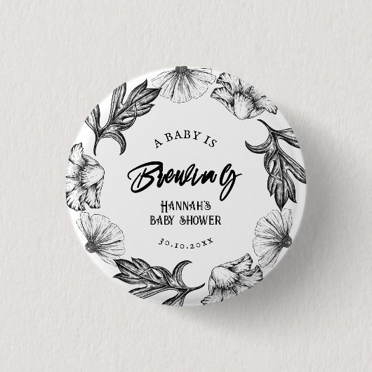 Ein Baby braut Gothic-Blume mit Babydusche Button (Vorderseite)