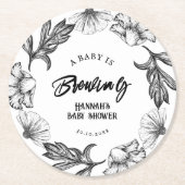 Ein Baby braut Gothic-Blume mit Babydusche Runder Pappuntersetzer (Vorderseite)