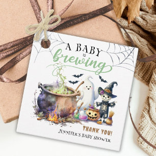 Ein Baby braut grünes Halloween-Baby-Dusche Geschenkanhänger