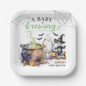 Ein Baby braut grünes Halloween-Baby-Dusche Pappteller (Vorderseite)