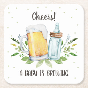 Ein Baby braut Grünzeug Prost Koed Baby-Party Rechteckiger Pappuntersetzer