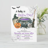 Ein Baby braut Halloween Baby Dusche Einladung (Stehend Vorderseite)