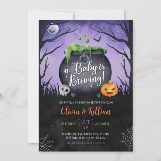 Ein Baby braut Halloween Baby Dusche Einladung (Vorderseite)