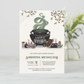Ein Baby braut Halloween Cauldron-Dusche Einladung (Stehend Vorderseite)