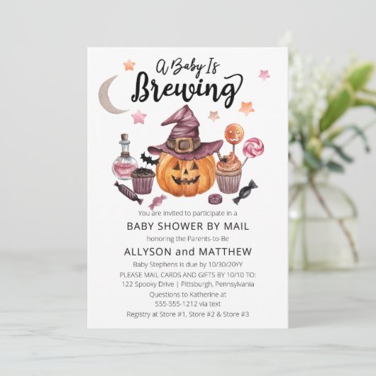 Ein Baby braut Halloween-Dusche per Post Einladung (Stehend Vorderseite)