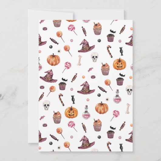 Ein Baby braut Halloween-Dusche per Post Einladung (Rückseite)