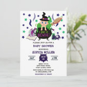 Ein Baby braut Halloween-Hexendusche Einladung (Stehend Vorderseite)