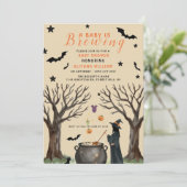 Ein Baby braut Halloween-Hexendusche Einladung (Stehend Vorderseite)