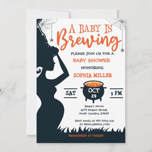 Ein Baby braut Halloween-Hexendusche Einladung (Vorderseite)