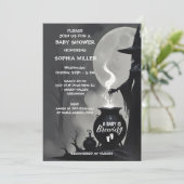 Ein Baby braut Halloween-Hexendusche Einladung (Stehend Vorderseite)