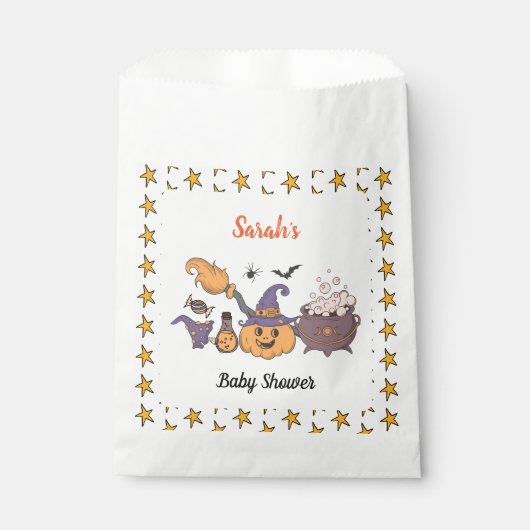 Ein Baby braut Halloween-Hexendusche Geschenktütchen (Vorderseite)
