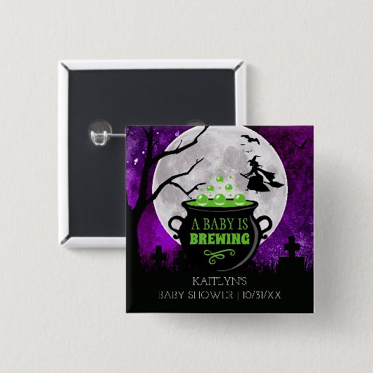 Ein Baby braut Halloween-Kinderdusche Button (Vorne & Hinten)