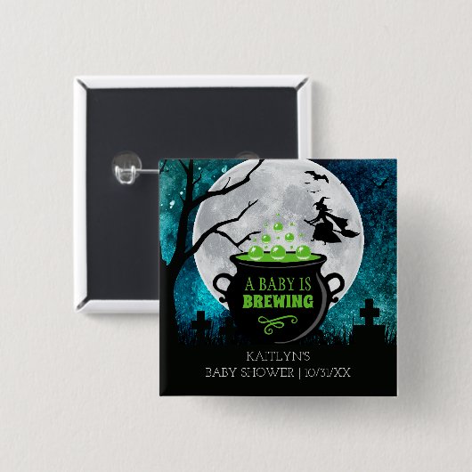 Ein Baby braut Halloween-Kinderdusche Button (Vorne & Hinten)