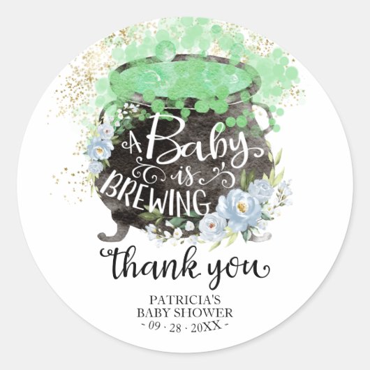 Ein Baby braut Halloween-Kinderdusche Danke Runder Aufkleber (Vorderseite)