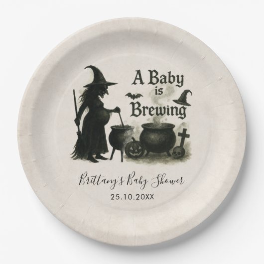 Ein Baby braut Halloween-Kinderdusche Pappteller (Vorderseite)