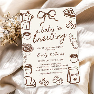 Ein Baby braut Handgezeichnete Kaffee-Baby-Party Einladung