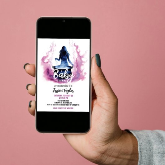 Ein Baby braut Hexe Cauldron Pink Baby Dusche Einladung