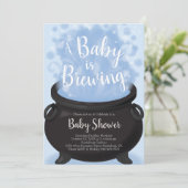 Ein Baby braut Hexendusche Blue Boy Einladung (Stehend Vorderseite)