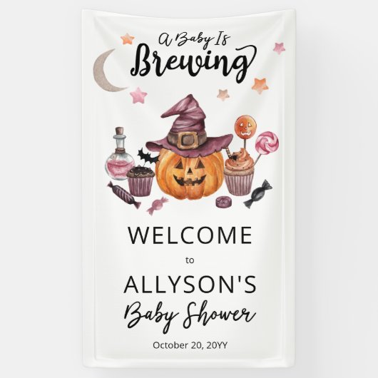 Ein Baby braut Jack-O-Lantern Halloween-Dusche Banner (Vertikal)