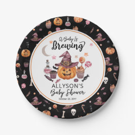 Ein Baby braut Jack-O-Lantern Halloween-Dusche Pappteller