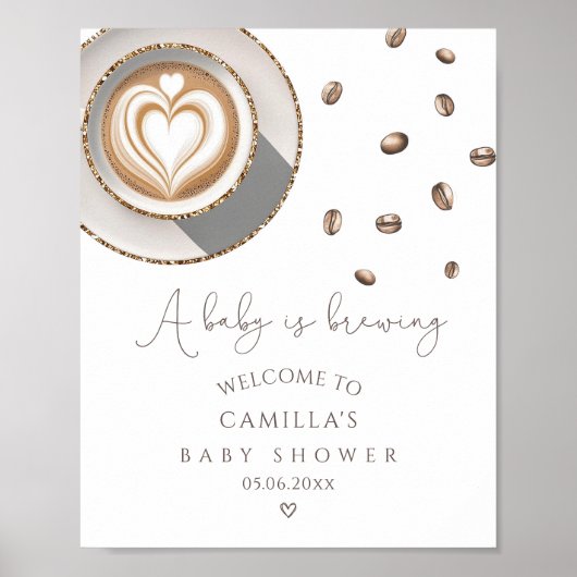 Ein Baby braut Kaffee Baby Dusche Empfang Poster (Vorne)