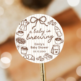 Ein Baby braut Kaffee Baby Shower Aufkleber