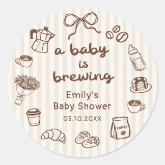 Ein Baby braut Kaffee Baby Shower Aufkleber