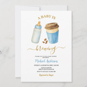 Ein Baby braut Kaffee Blue Boy Babyparty Einladung