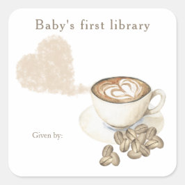 Ein Baby braut Kaffee - die erste Bibliothek des B Quadratischer Aufkleber