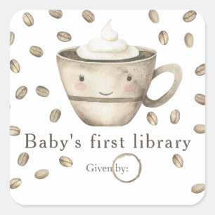 Ein Baby braut Kaffee - die erste Bibliothek des B Quadratischer Aufkleber