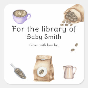 Ein Baby braut Kaffee - für die Bibliothek von Quadratischer Aufkleber
