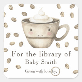 Ein Baby braut Kaffee - für die Bibliothek von Quadratischer Aufkleber