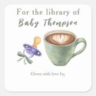 Ein Baby braut Kaffee - für die Bibliothek von  Quadratischer Aufkleber
