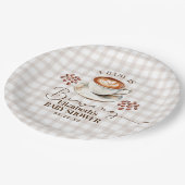 Ein Baby braut Kaffee Motto Baby Shower Pappteller (Schrägansicht)