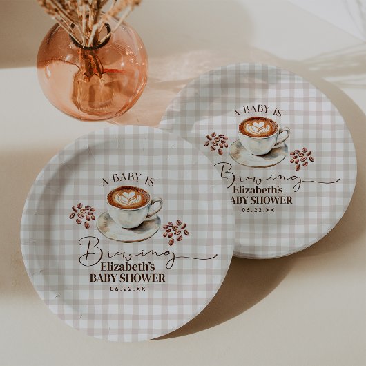 Ein Baby braut Kaffee Motto Baby Shower Pappteller
