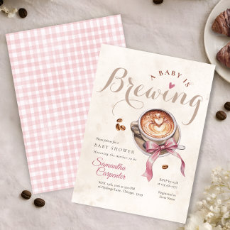 Ein Baby braut Kaffee rosa Schleife Baby-Party Einladung