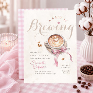 Ein Baby braut Kaffee rosa Schleife Baby Shower Einladung