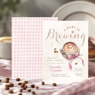 Ein Baby braut Kaffee rosa Schleife Babyparty Einladung