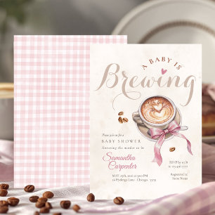 Ein Baby braut Kaffee rosa Schleife Babyparty Einladung
