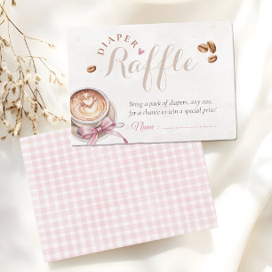 Ein Baby braut Kaffee rosa Schleife Windel Tombola Begleitkarte
