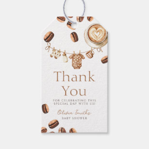 Ein Baby braut Kaffeebohnen Danke Babyparty Geschenkanhänger