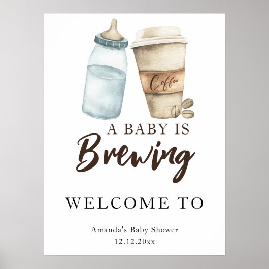 Ein Baby braut Kaffeemaschine Babydusche Poster (Vorne)
