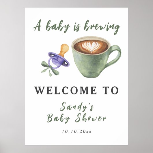 Ein Baby braut Kaffeepazifier mit grüner Schleife Poster (Vorne)