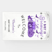 Ein Baby braut Lila Halloween-Kinderdusche Banner (Horizontal)