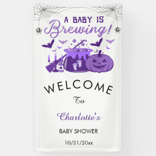 Ein Baby braut Lila Halloween-Kinderdusche Banner